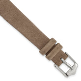 12mm Dark Brown Suede Flat Leather with Silver-tone Buckle 6.75 inch Watch Band