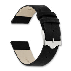 14mm Black Suede Flat Leather with Silver-tone Buckle 6.75 inch Watch Band