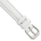 12mm White Smooth Leather with Silver-tone Buckle 6.75 inch Watch Band