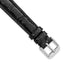 12mm Black Genuine Caiman Leather with Silver-tone Buckle 6.75 inch Watch Band