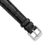 12mm Black Genuine Caiman Leather with Silver-tone Buckle 6.75 inch Watch Band - Sophia Jewelers