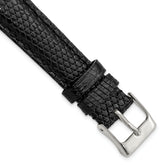 16mm Short Black Genuine Lizard Leather with Silver-tone Buckle Watch 6.75 inch Band