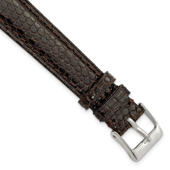 8mm Brown Genuine Lizard Leather with Silver-tone Buckle 6.75 inch Watch Band