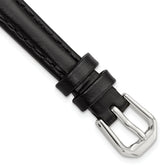 10mm Black Leather with Silver-tone Buckle 6.75 inch Watch Band