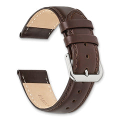 10mm Dark Brown Leather with Silver-tone Buckle 6.75 inch Watch Band