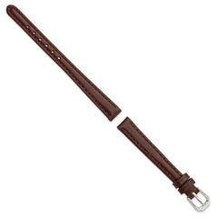 10mm Dark Brown Leather with Silver-tone Buckle 6.75 inch Watch Band