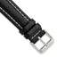 Black Genuine Leather Watch Band with White Stitching and Silver-Tone Buckle 18mm