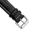 20mm Long Black Oil-tanned Leather with White Stitching and Silver-tone Buckle 8.25 inch Watch Band - Sophia Jewelers