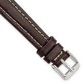 14mm Dark Brown Oil-tanned Leather with White Stitching and Silver-tone Buckle 6.75 inch Watch Band