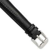 14mm Black Teju Liz Grain Leather with Silver-tone Buckle 6.75 inch Watch Band