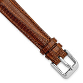 14mm Havana Teju Liz Grain Leather with Silver-tone Buckle 6.75 inch Watch Band