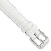 14mm White Teju Liz Grain Leather with Silver-tone Buckle 6.75 inch Watch Band