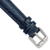 14mm Navy Teju Liz Grain Leather with Silver-tone Buckle 6.75 inch Watch Band