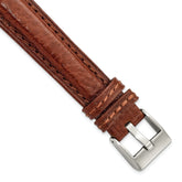 18mm Havana Belting Leather with Brushed Silver-tone Steel Buckle 7.75 inch Watch Band