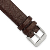 18mm Dark Brown Distressed Leather with Brushed Stainless Steel Buckle 7.75 inch Watch Band