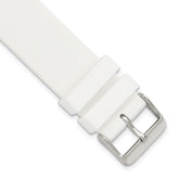 18mm White Silicone Rubber with Brushed Stainless Steel Buckle 7.75 inch Watch Band