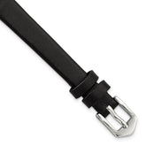 10mm Black Classic Calfskin Leather with Silver-tone Aluminum Buckle 6.6 inch Watch Band