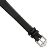 10mm Extra-Long Black Classic Calfskin Leather with Silver-tone Aluminum Buckle 7.9 inch Watch Band