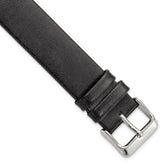 18mm Black Italian Calfskin Leather with Square End Silver-tone Buckle 7.75 inch Watch Band