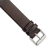 18mm Dark Brown Italian Calfskin Leather with Square End Silver-tone Buckle 7.75 inch Watch Band