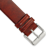 18mm Havana Italian Calfskin Leather with Square End Silver-tone Buckle 7.75 inch Watch Band