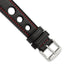 18mm Black Grand Prix Leather with Red Stitching and Silver-tone Buckle 7.5 inch Watch Band