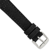 18mm Black Nylon Canvas with Black Leather Lining and Brushed Stainless Steel Buckle 7.75 inch Watch Band