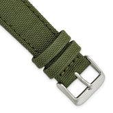 18mm Olive Nylon Canvas with Black Leather Lining and Brushed Stainless Steel Buckle 7.75 inch Watch Band