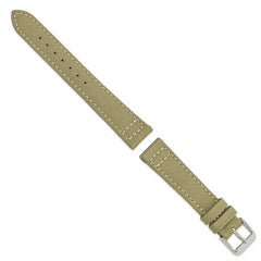 18mm Beige Nylon Canvas with Black Leather Lining and Brushed Stainless Steel Buckle 7.75 inch Watch Band