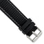 22mm Black Ventilated Silicone with White Stitching and Silver-tone Buckle 8 inch Watch Band