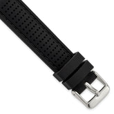 18mm Black Ventilated Silicone with Black Stitching and Silver-tone Buckle 8 inch Watch Band