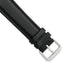 Black Genuine Leather Watch Band with Silver-Tone Buckle 20mm