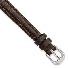 10mm Dark Brown Smooth Leather with Silver-tone Buckle 6.75 inch Watch Band