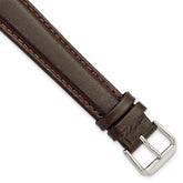 16mm Extra Long Brown Smooth Leather with Silver-tone 9.5 inch Watch Band