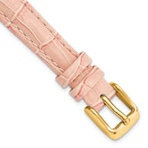 12mm Pink Crocodile Grain Chronograph Leather with Gold-tone Buckle 6.75 inch Watch Band