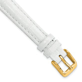 12mm White Crocodile Grain Chronograph Leather with Gold-tone Buckle 6.75 inch Watch Band