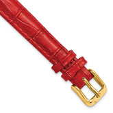 12mm Red Crocodile Grain Chronograph Leather with Gold-tone Buckle 6.75 inch Watch Band