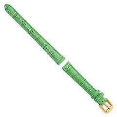 12mm Green Crocodile Grain Chronograph Leather with Gold-tone Buckle 6.75 inch Watch Band