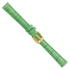 12mm Green Crocodile Grain Chronograph Leather with Gold-tone Buckle 6.75 inch Watch Band