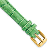 12mm Green Crocodile Grain Chronograph Leather with Gold-tone Buckle 6.75 inch Watch Band