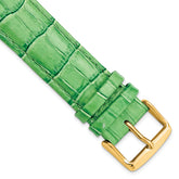 22mm Long Green Crocodile Grain Chronograph Leather with Gold-tone Buckle 8.5 inch Watch Band