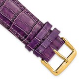 22mm Long Violet Crocodile Grain Chronograph Leather with Gold-tone Buckle 8.5 inch Watch Band