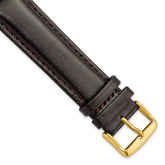 20mm Long Dark Brown Smooth Leather Chronograph with Gold-tone Buckle 8.5 inch Watch Band