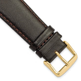22mm Short Dark Brown Smooth Leather Chronograph with Gold-tone Buckle 6.75 inch Watch Band