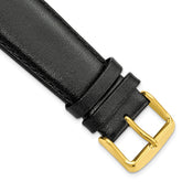 22mm Short Black Smooth Leather Chronograph with Gold-tone Buckle 6.75 inch Watch Band