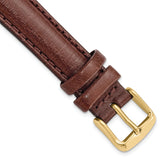 16mm Havana Smooth Leather Chronograph with Gold-tone Buckle 7.5 inch Watch Band