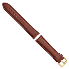 20mm Long Havana Smooth Leather Chronograph with Gold-tone Buckle 8.5 inch Watch Band