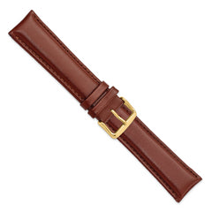 20mm Long Havana Smooth Leather Chronograph with Gold-tone Buckle 8.5 inch Watch Band