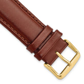 20mm Long Havana Smooth Leather Chronograph with Gold-tone Buckle 8.5 inch Watch Band