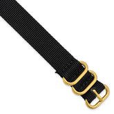 20mm One-Piece Black Military Ballistic G10 Nylon with Gold-tone Buckle 10.75 inch Watch Band